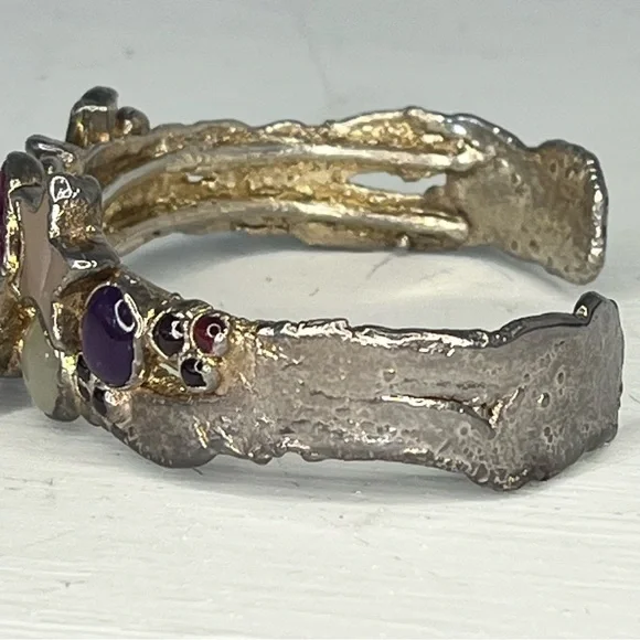 Multi-Gemstone Bird and Star Cuff Bracelet by C + R - Picture 8 of 8